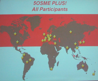 World map of the researchers attending 5OSME, the Fifth International Meeting of Origami in Science, Mathematics and Education.